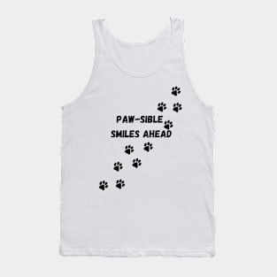 Paw-sible Smiles Ahead, dog, cute, paw prints Tank Top